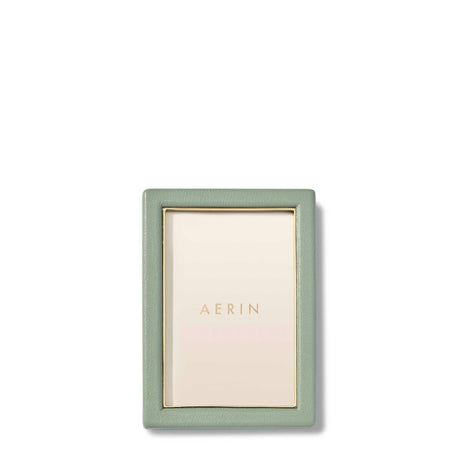 AERIN Piero Leather Frame in Eucalyptus for 4X6 Photo at Fig Linens and Home 1