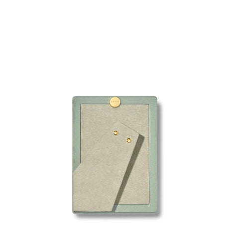 AERIN Piero Leather Frame in Eucalyptus for 4X6 Photo at Fig Linens and Home - Back of Frame