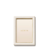 AERIN Piero Leather Photo Frame in Shadow White - 4X6 at Fig Linens and Home - View 2