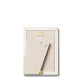 AERIN Piero Leather Photo Frame in Shadow White - 4X6 at Fig Linens and Home - Back of Frame