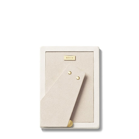 AERIN Piero Leather Photo Frame in Shadow White - 4X6 at Fig Linens and Home - Back of Frame