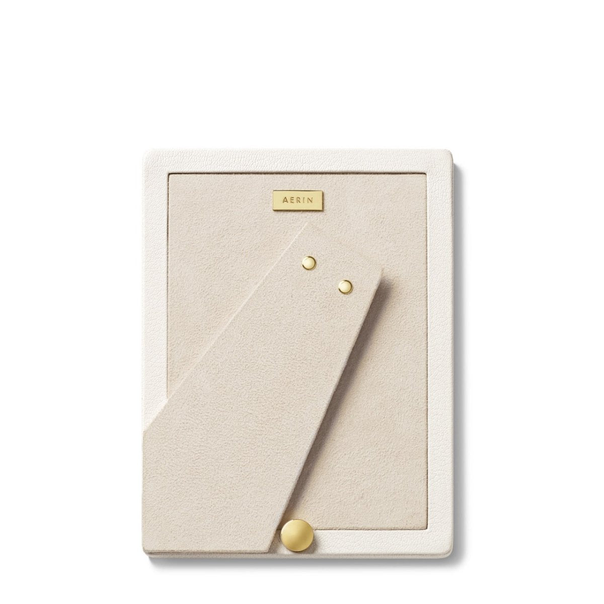 Piero Leather Frame in Shadow White - 5X7 by AERIN Overall 6.1" x 8.1" x 0.9" for 5"x 7" Photo Shadow White at FIG LINENS AND HOME 4