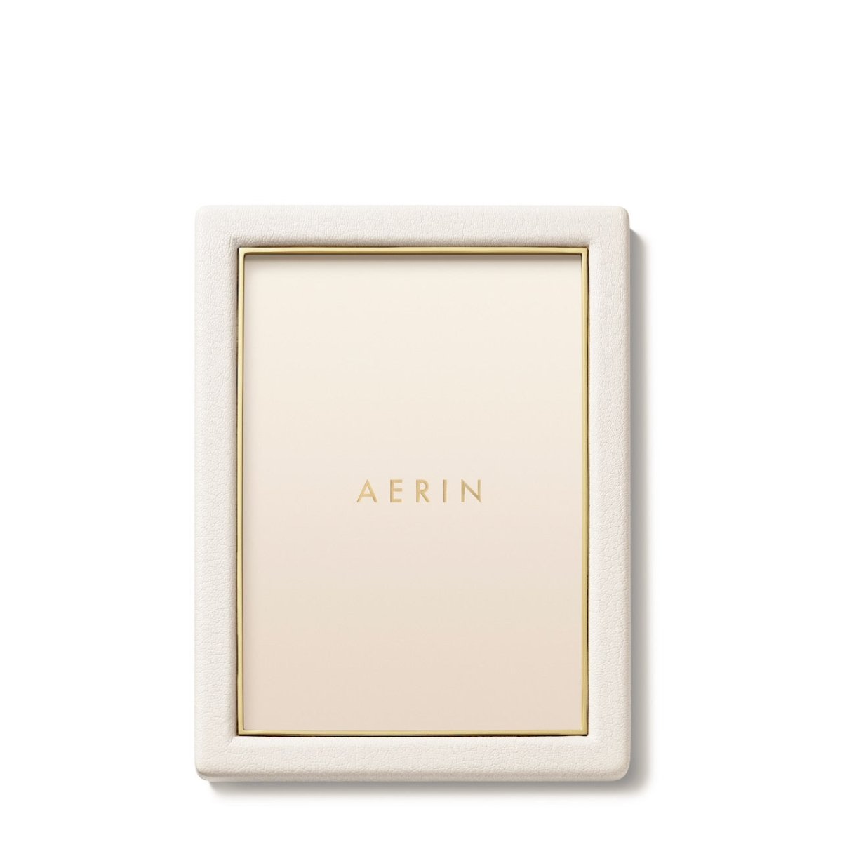 Piero Leather Frame in Shadow White - 5X7 by AERIN Overall 6.1" x 8.1" x 0.9" for 5"x 7" Photo Shadow White at FIG LINENS AND HOME 3
