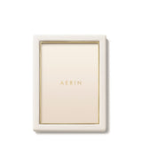 Piero Leather Frame in Shadow White - 5X7 by AERIN Overall 6.1" x 8.1" x 0.9" for 5"x 7" Photo Shadow White at FIG LINENS AND HOME 3
