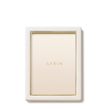 Piero Leather Frame in Shadow White - 5X7 by AERIN Overall 6.1" x 8.1" x 0.9" for 5"x 7" Photo Shadow White at FIG LINENS AND HOME 3