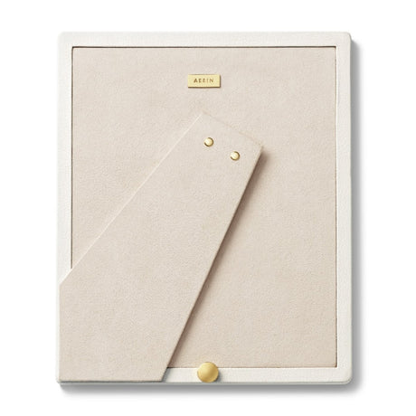 Piero Leather Frame in Shadow White - 8X10 by AERIN at Fig Linens and Home View of Sueded Back