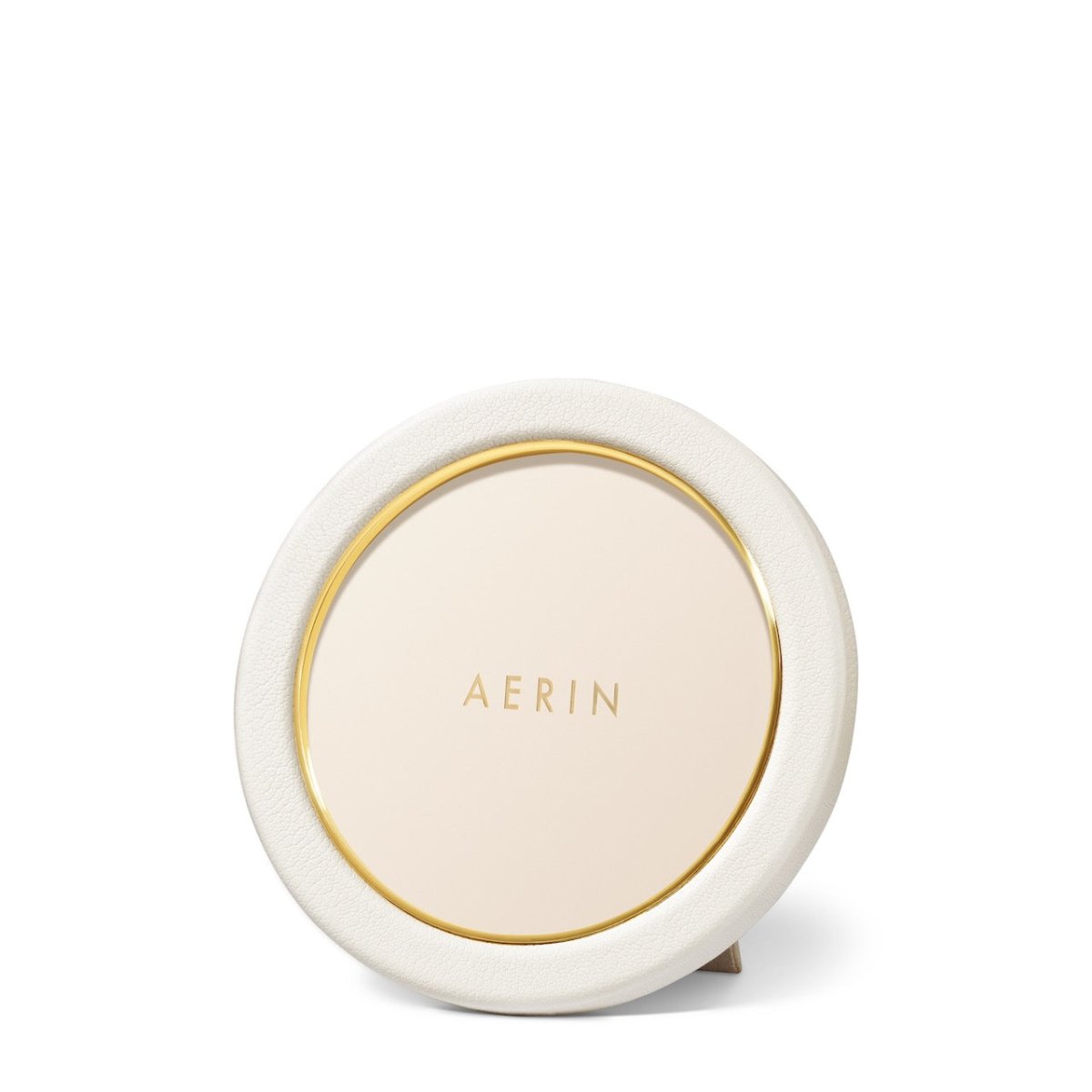Piero Leather Frame in Shadow White- Round by AERIN - View of Front