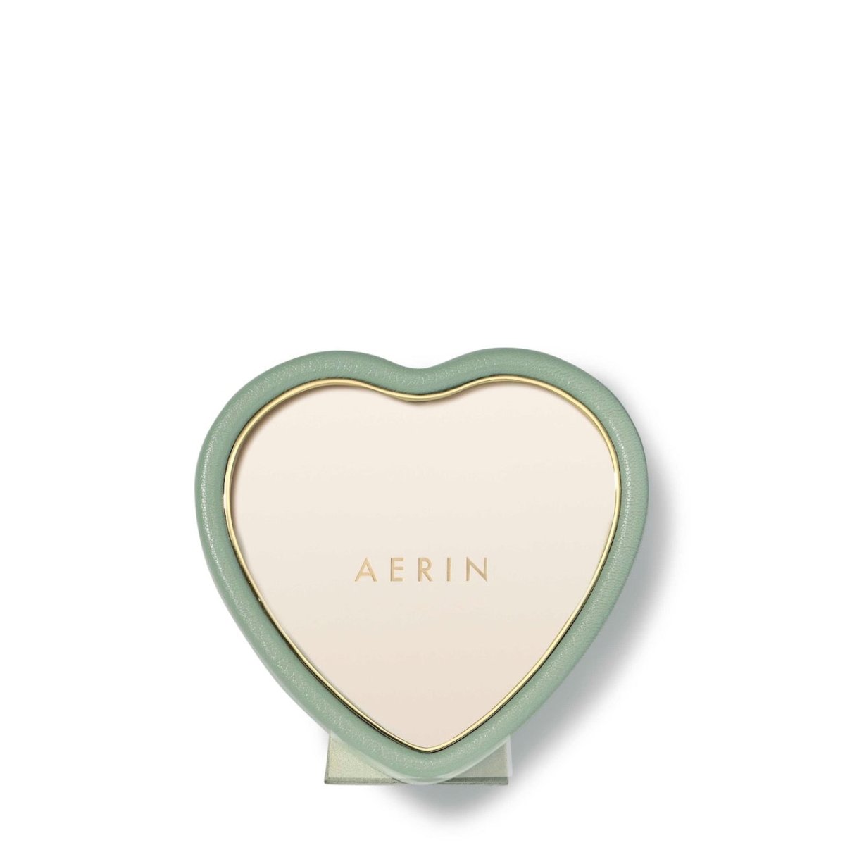 Piero Leather Heart Frame in Eucalyptus by AERIN 6.7" x 6.4" x 0.8" Eucalyptus at FIG LINENS AND HOME 2