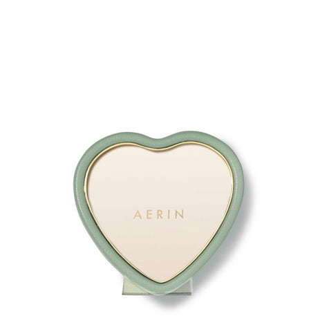 Piero Leather Heart Frame in Eucalyptus by AERIN 6.7" x 6.4" x 0.8" Eucalyptus at FIG LINENS AND HOME 2