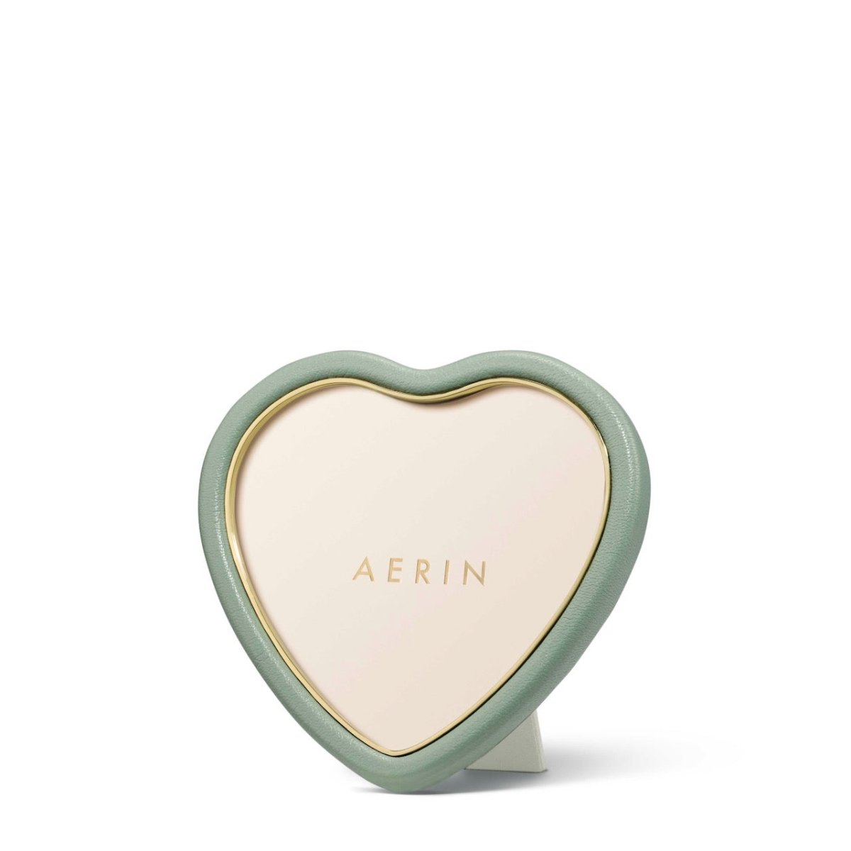 Piero Leather Heart Frame in Eucalyptus by AERIN 6.7" x 6.4" x 0.8" Eucalyptus at FIG LINENS AND HOME 1