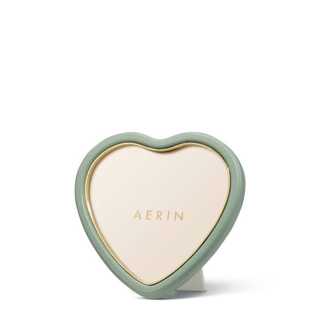 Piero Leather Heart Frame in Eucalyptus by AERIN 6.7" x 6.4" x 0.8" Eucalyptus at FIG LINENS AND HOME 1