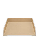 Piero Leather Paper Tray in Shadow White by AERIN - View 2 at Fig Linens and Home
