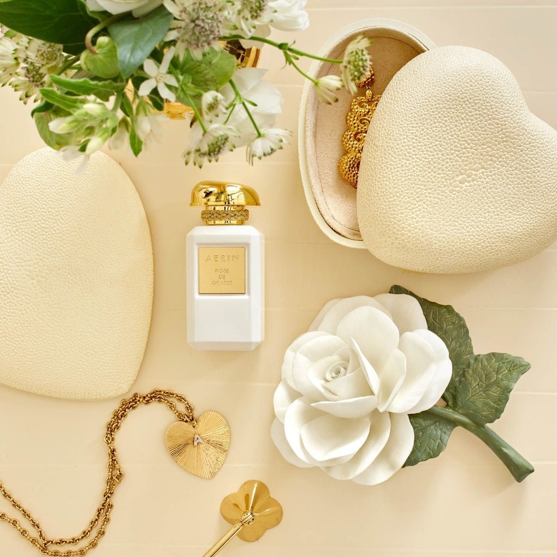 Porcelain Rose in Cream by AERIN at Fig Linens and Home - Lifestyle View of Decorative Figurine