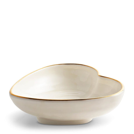 AERIN Ribbed Heart Trinket Dish in Cream with Gold Rim | Petite Heart Bowl at Fig Linens and Home 2