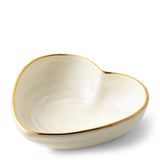 AERIN Ribbed Heart Trinket Dish in Cream with Gold Rim | Petite Heart Bowl at Fig Linens and Home 1
