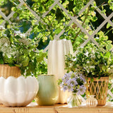 Romina Small Vase in Sage by AERIN - Lifestyle Photo with other Glassware