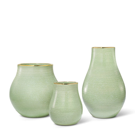 Romina Tall Vase in Sage by AERIN Shown in Grouping of Green Romina Vases
