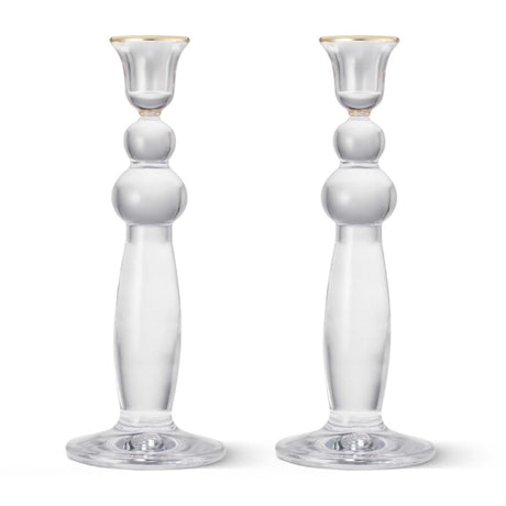 Sancia Extra Tall Taper Candleholders in Gold Rim in Set of 2 by AERIN at Fig Linens and Home - View 1