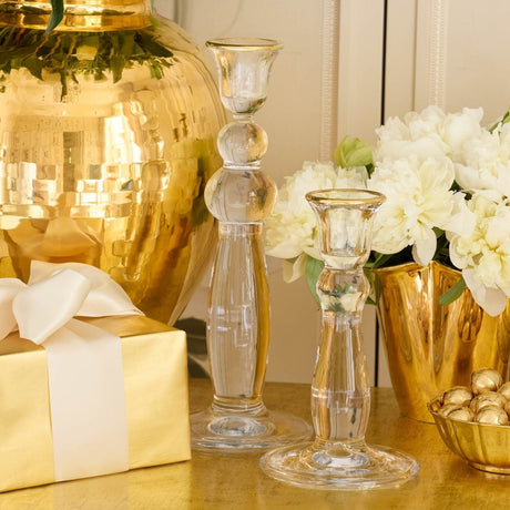 Sancia Extra Tall Taper Candleholders in Gold Rim in Set of 2 by AERIN at Fig Linens and Home - View 3