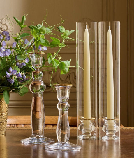 Sancia Extra Tall Taper Candleholders in Gold Rim in Set of 2 by AERIN at Fig Linens and Home - View 2