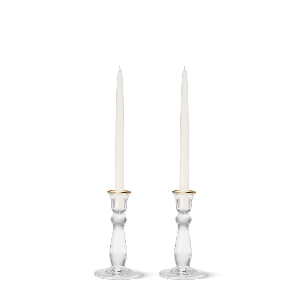 Sancia Tall Taper Candleholders in Gold Rim Set of 2 by AERIN at Fig Linens and Home - View 1