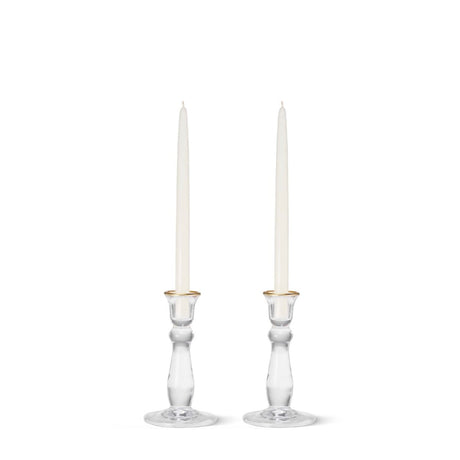 Sancia Tall Taper Candleholders in Gold Rim Set of 2 by AERIN at Fig Linens and Home - View 1