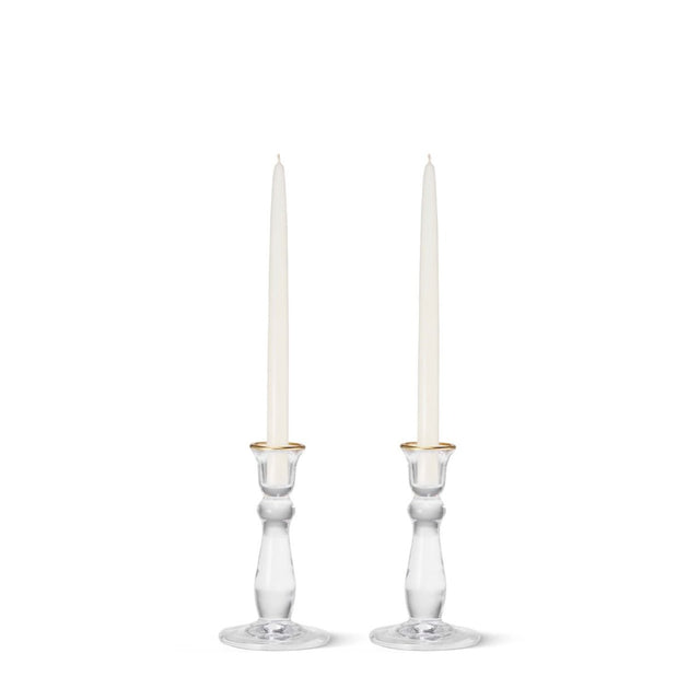 Sancia Tall Taper Candleholders in Gold Rim Set of 2 by AERIN at Fig Linens and Home - View 1