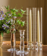 Sancia Tall Taper Candleholders in Gold Rim Set of 2 by AERIN at Fig Linens and Home - Lifestyle 2