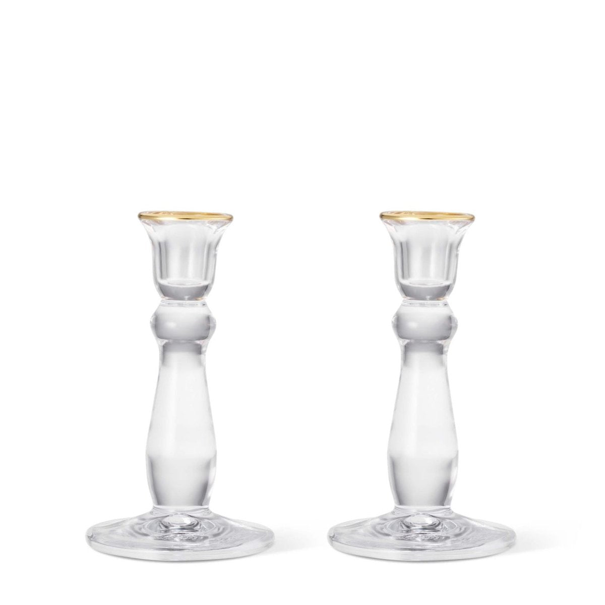 Sancia Tall Taper Candleholders in Gold Rim Set of 2 by AERIN at Fig Linens and Home - View 2