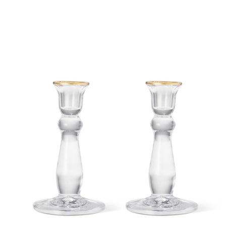 Sancia Tall Taper Candleholders in Gold Rim Set of 2 by AERIN at Fig Linens and Home - View 2
