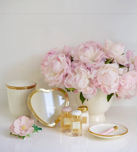 Savoy Cream Candle in L'Ansecoy Orange Blossom 24.7oz by AERIN Shown with Frame and Fragrance