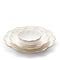 Scalloped Nesting Serving Dishes Set of 3 by AERIN SET of 3 - Bowl 5.5" x 5.5" x 2.1"; Medium Plate 9.2" x 9.2" x 1.6"; Large Plate 12" x 12" x 1.8" Cream at FIG LINENS AND HOME 1