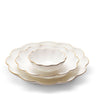 Scalloped Nesting Serving Dishes Set of 3 by AERIN SET of 3 - Bowl 5.5" x 5.5" x 2.1"; Medium Plate 9.2" x 9.2" x 1.6"; Large Plate 12" x 12" x 1.8" Cream at FIG LINENS AND HOME 1