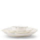 Scalloped Nesting Serving Dishes Set of 3 by AERIN SET of 3 - Bowl 5.5" x 5.5" x 2.1"; Medium Plate 9.2" x 9.2" x 1.6"; Large Plate 12" x 12" x 1.8" Cream at FIG LINENS AND HOME 3