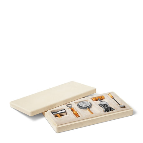 Shagreen Bamboo Bar Set in Cream by AERIN at Fig Linens and Home - View 2