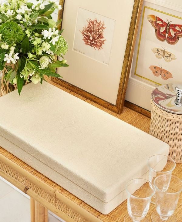 Shagreen Bamboo Bar Set in Cream by AERIN at Fig Linens and Home - Lifestyle 