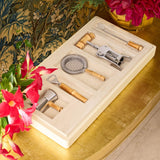 Shagreen Bamboo Bar Set in Cream by AERIN at Fig Linens and Home - Lifestyle 1