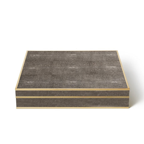 Shagreen Chess Set in Chocolate by AERIN at Fig Linens and Home - Shown in Box