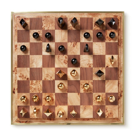 Shagreen Chess Set in Chocolate by AERIN at Fig Linens and Home - Game Shown in Play