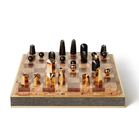 Shagreen Chess Set in Chocolate by AERIN at Fig Linens and Home