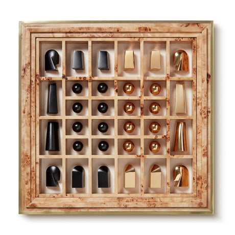 AERIN Shagreen Chess Set - Interior View of Board and Pieces at Fig Linens and Home 2