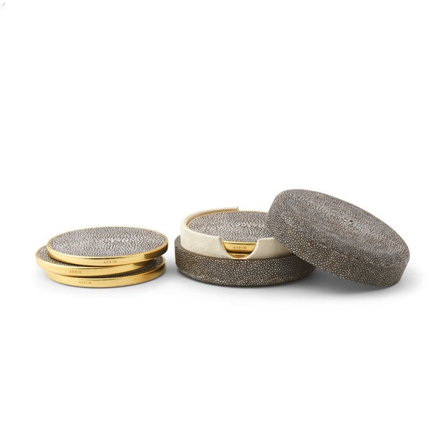 Shagreen Coasters in Chocolate Set of 4 by AERIN - Fig Linens and Home