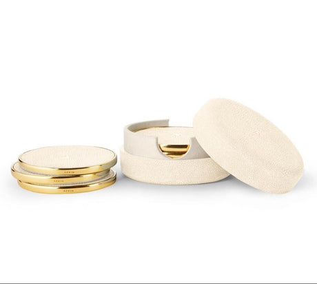 Shagreen Coasters in Cream Set of 4 by AERIN at Fig Linens and Home