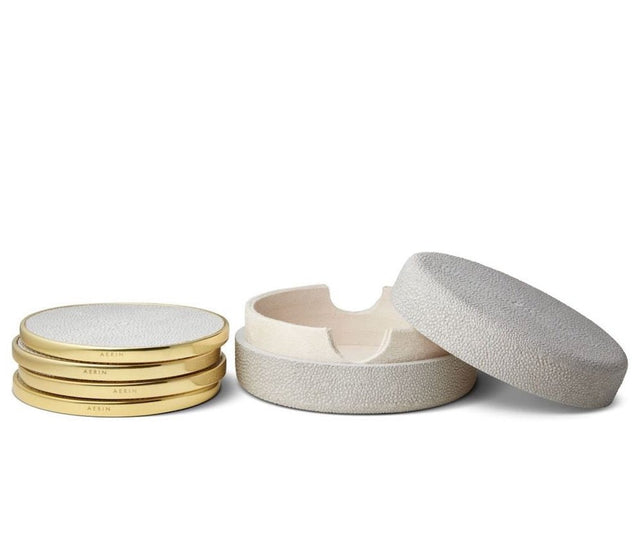 Shagreen Coasters in Dove Set of 4 by AERIN at Fig Linens and Home 1