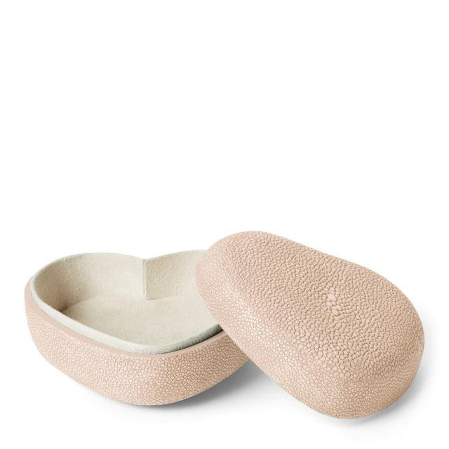Shagreen Heart Box in Blush by AERIN at Fig Linens and Home - Open Lid