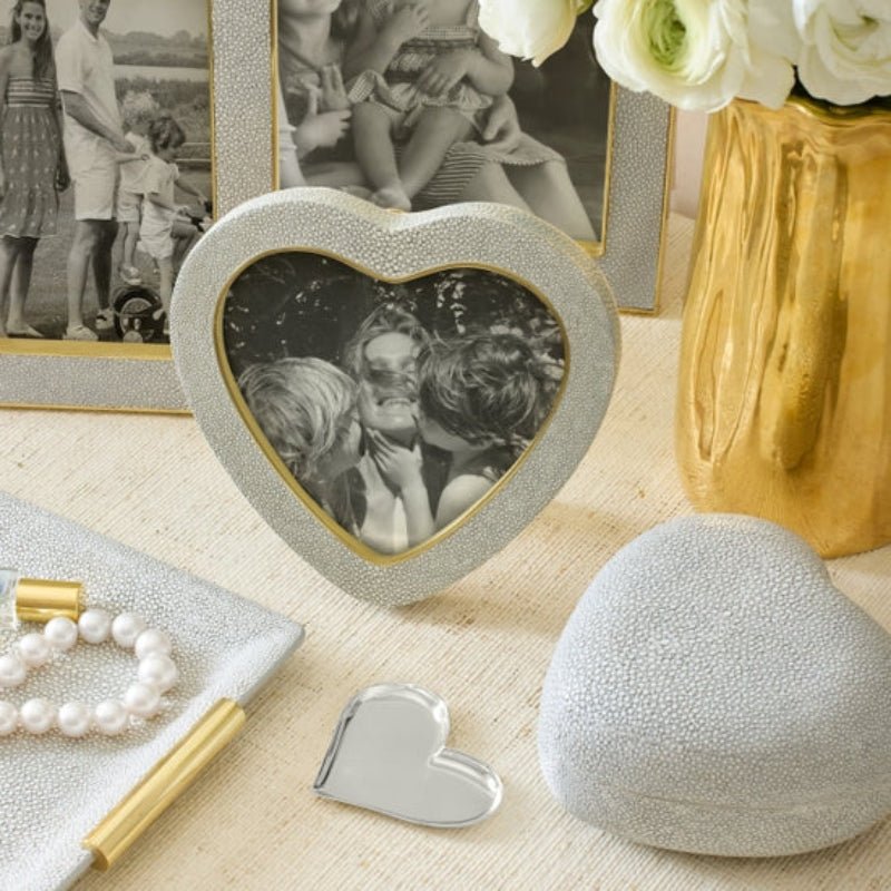 Shagreen Heart Frame in Dove by AERIN at Fig Linens and Home - View 2