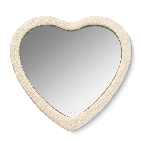 Shagreen Heart Hand Mirror in Cream by AERIN at Fig Linens and Home - View 1