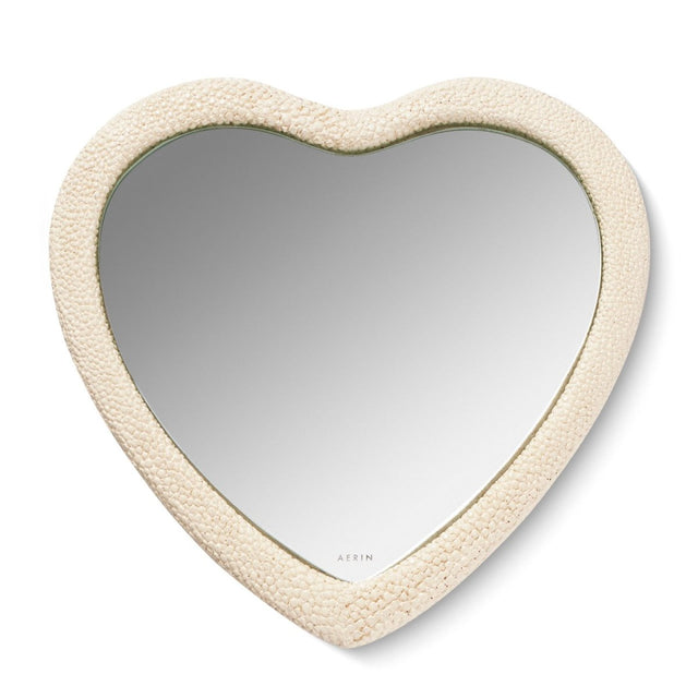 Shagreen Heart Hand Mirror in Cream by AERIN at Fig Linens and Home - View 1