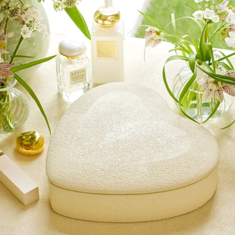 Shagreen Heart Jewelry Box Cream AERIN at Fig Linens and Home - Lifestyle 4