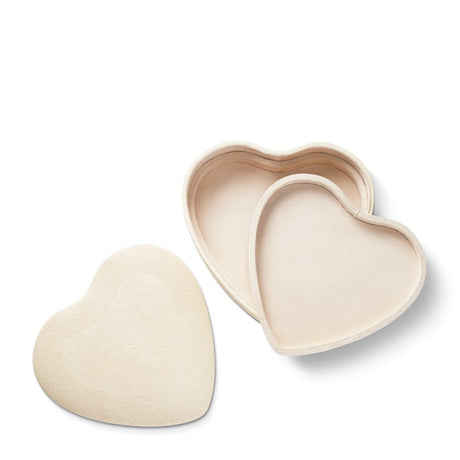 Shagreen Heart Jewelry Box Cream AERIN at Fig Linens and Home - Layers shown